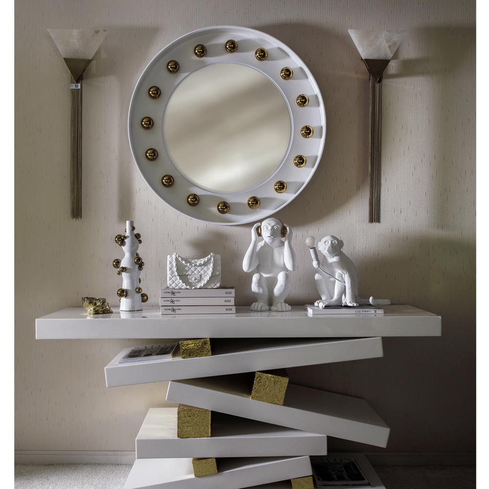 Зеркало белое с круглыми золотыми декоративными элементами Prince of the Church