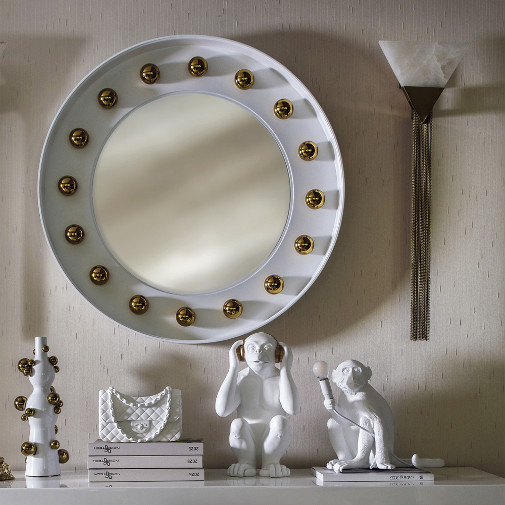 Зеркало белое с круглыми золотыми декоративными элементами Prince of the Church