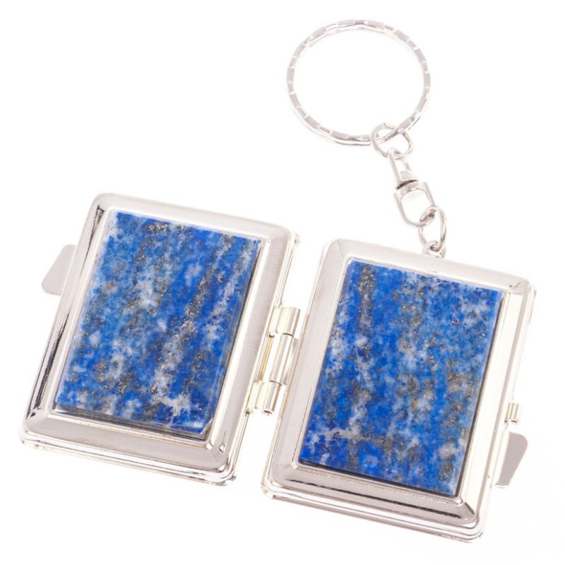 Зеркало брелок складное двухстороннее из натурального камня Лазурит Stone Mirrors