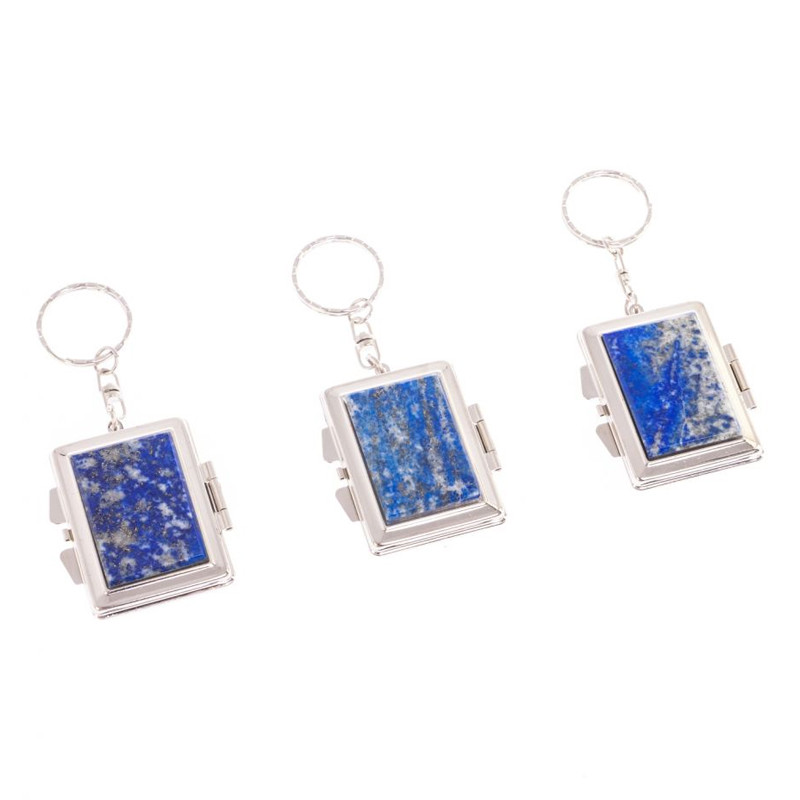Зеркало брелок складное двухстороннее из натурального камня Лазурит Stone Mirrors