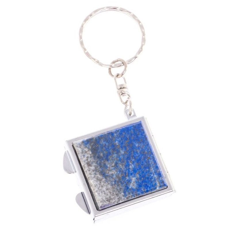 Зеркало брелок складное двухстороннее из натурального камня Лазурит Stone Mirrors