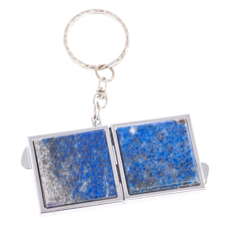 Зеркало брелок складное двухстороннее из натурального камня Лазурит Stone Mirrors