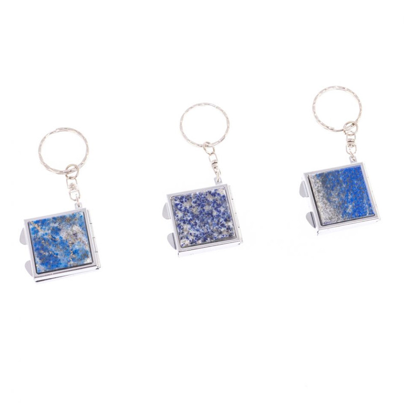 Зеркало брелок складное двухстороннее из натурального камня Лазурит Stone Mirrors