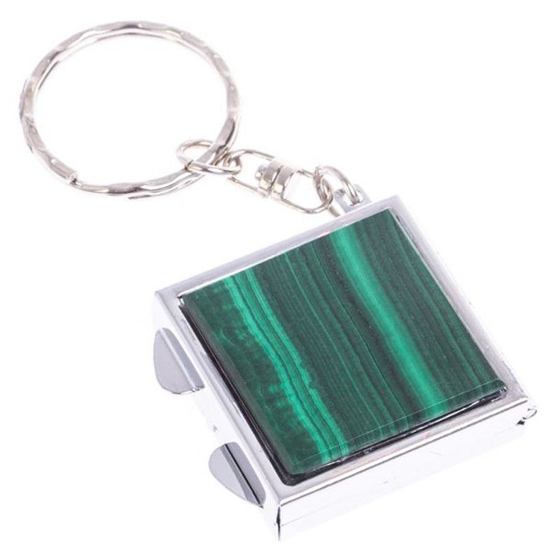 Зеркало брелок складное двухстороннее из натурального камня Малахит Stone Mirrors