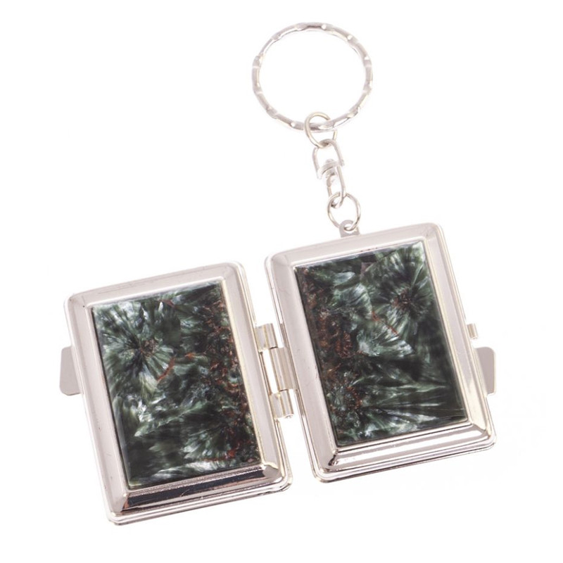 Зеркало брелок складное двухстороннее из натурального камня Серафинит Stone Mirrors