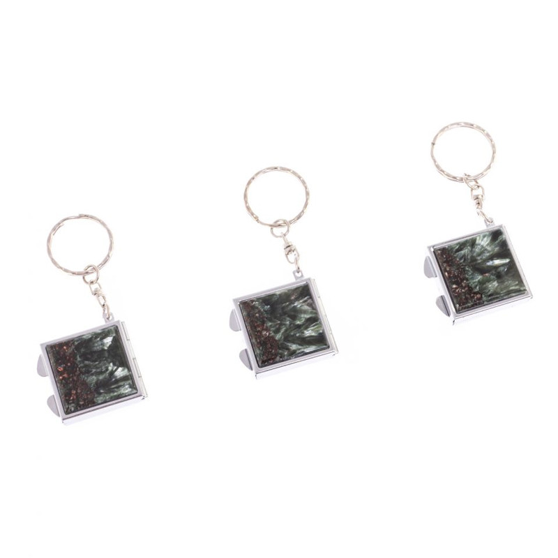 Зеркало брелок складное двухстороннее из натурального камня Серафинит Stone Mirrors