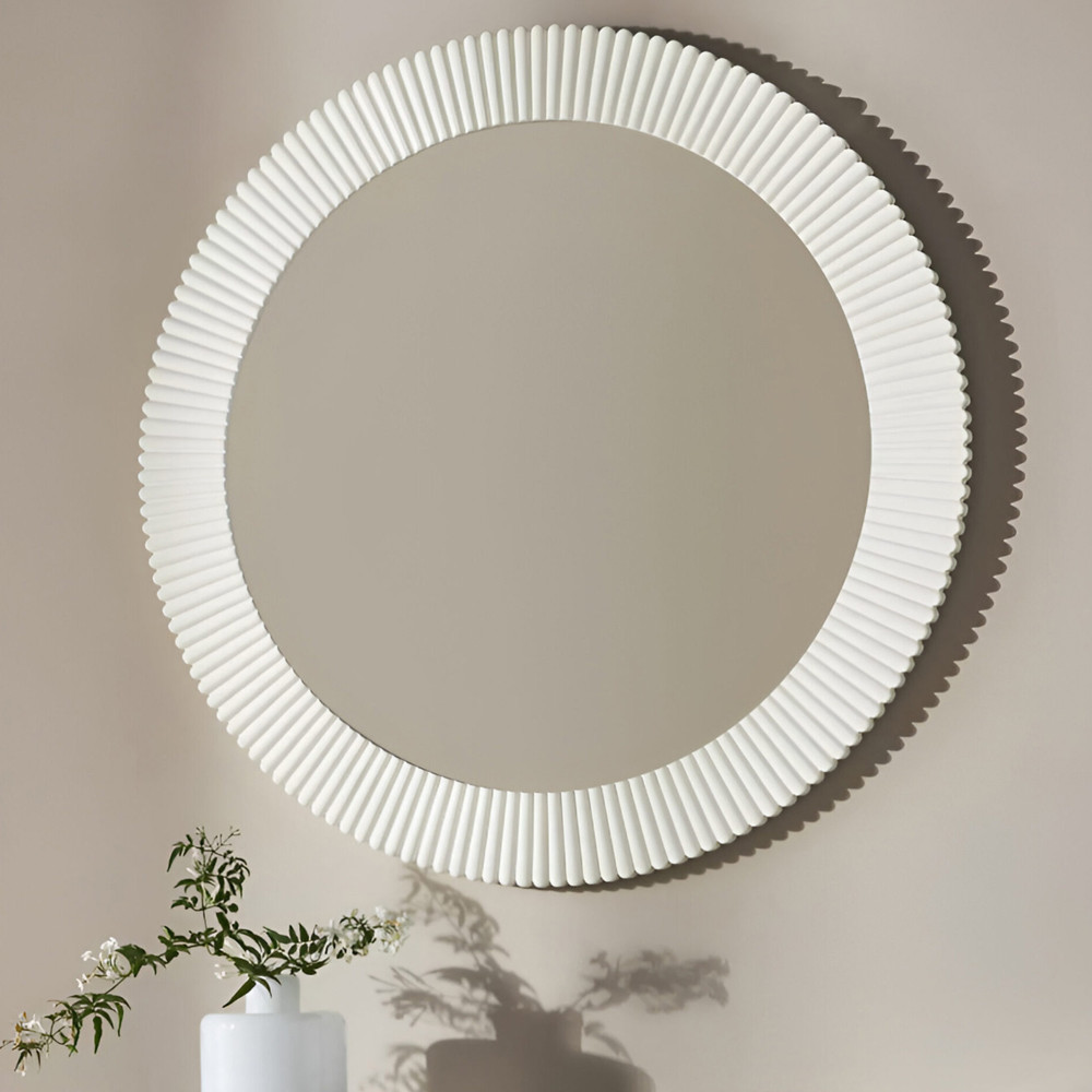 Зеркало в круглой фактурной раме Mirror Modern Texture белое