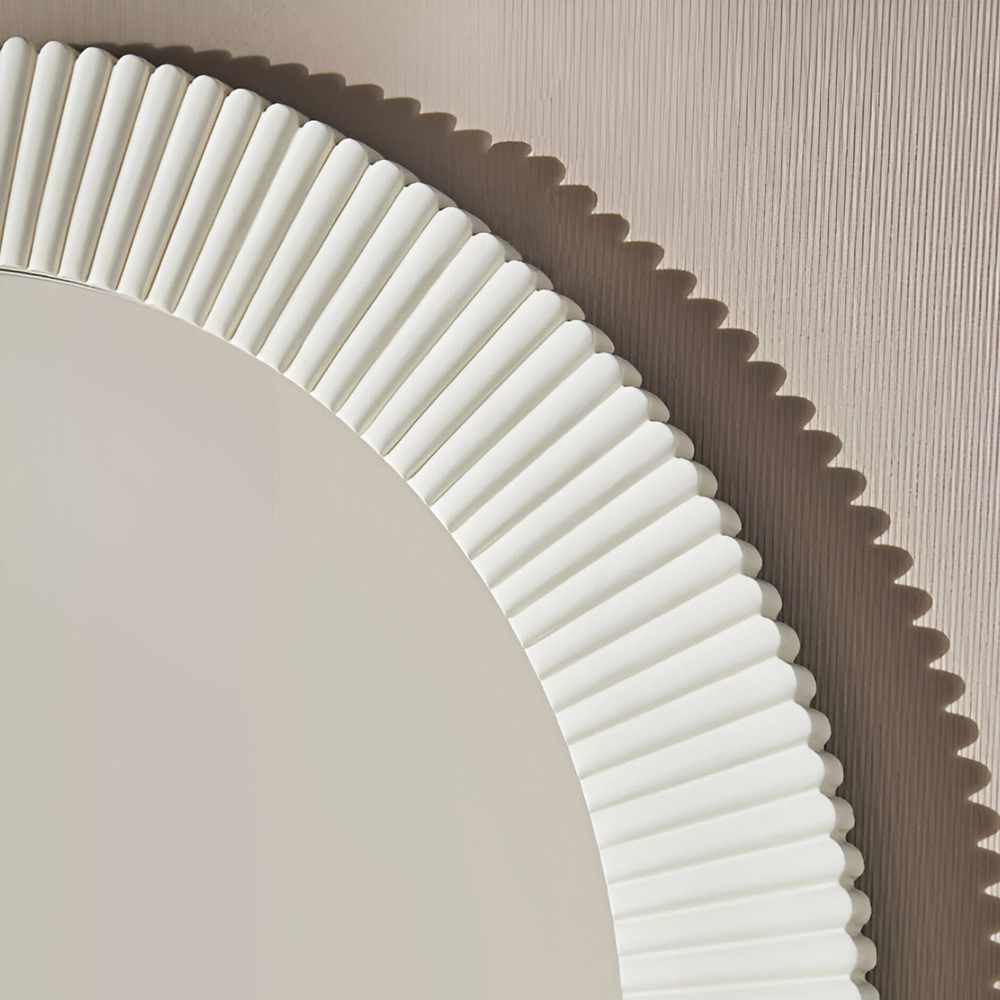 Зеркало в круглой фактурной раме Mirror Modern Texture белое