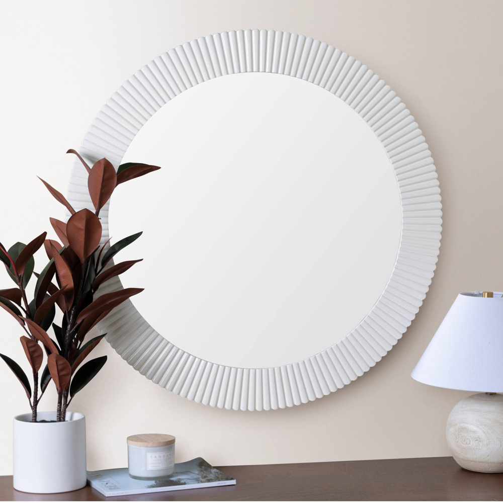 Зеркало в круглой фактурной раме Mirror Modern Texture белое