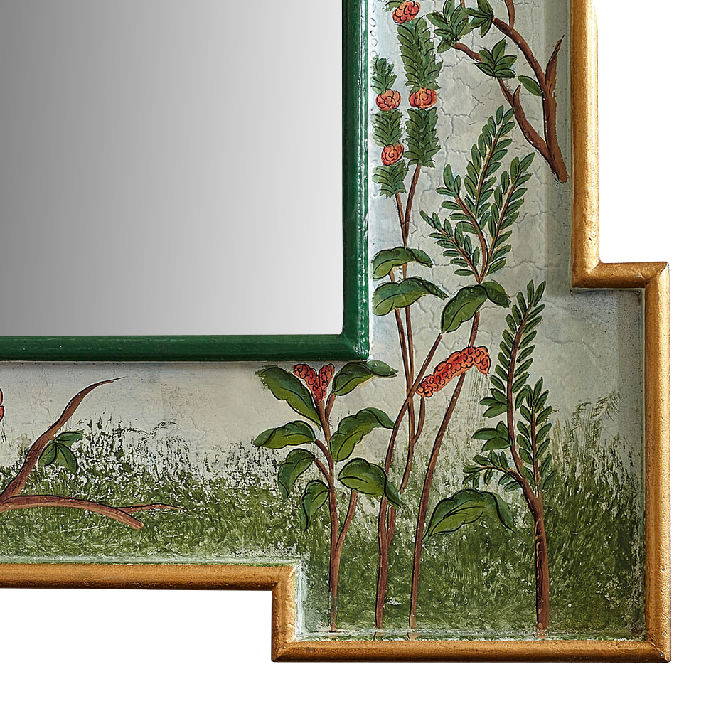 Зеркало в стиле Шинуазри ручная роспись Chinoiserie Garden White Mirror