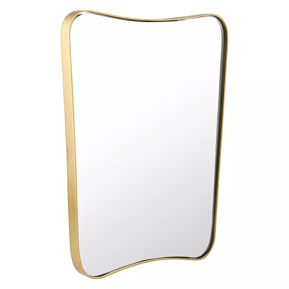 Зеркало золотистое с закруглёнными углами Thin Frame
