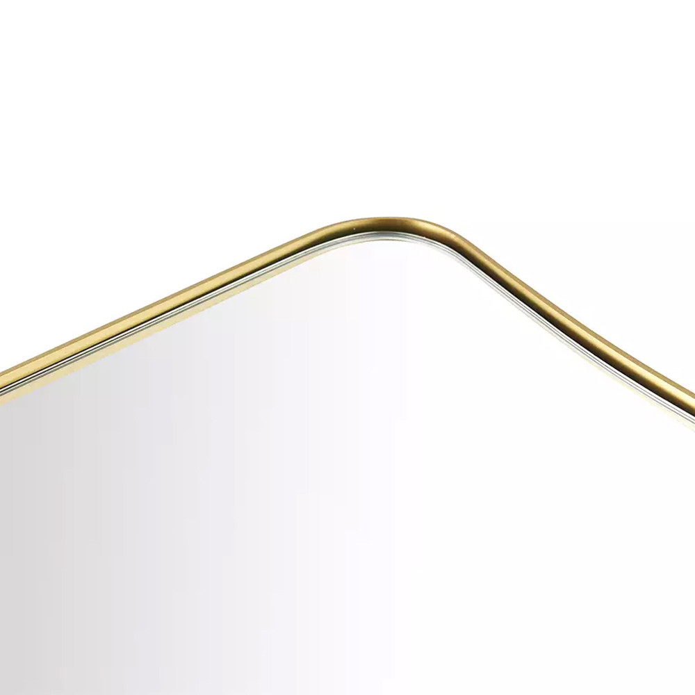 Зеркало золотистое с закруглёнными углами Thin Frame