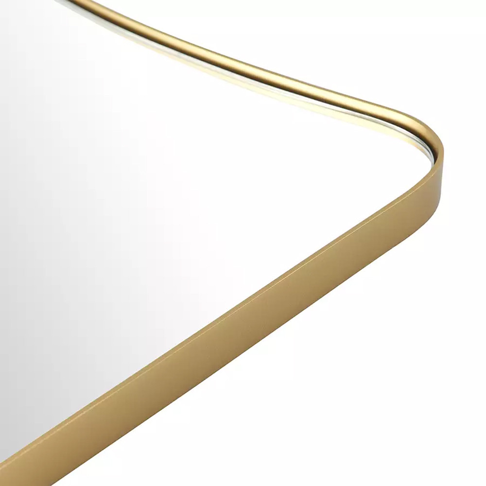 Зеркало золотистое с закруглёнными углами Thin Frame