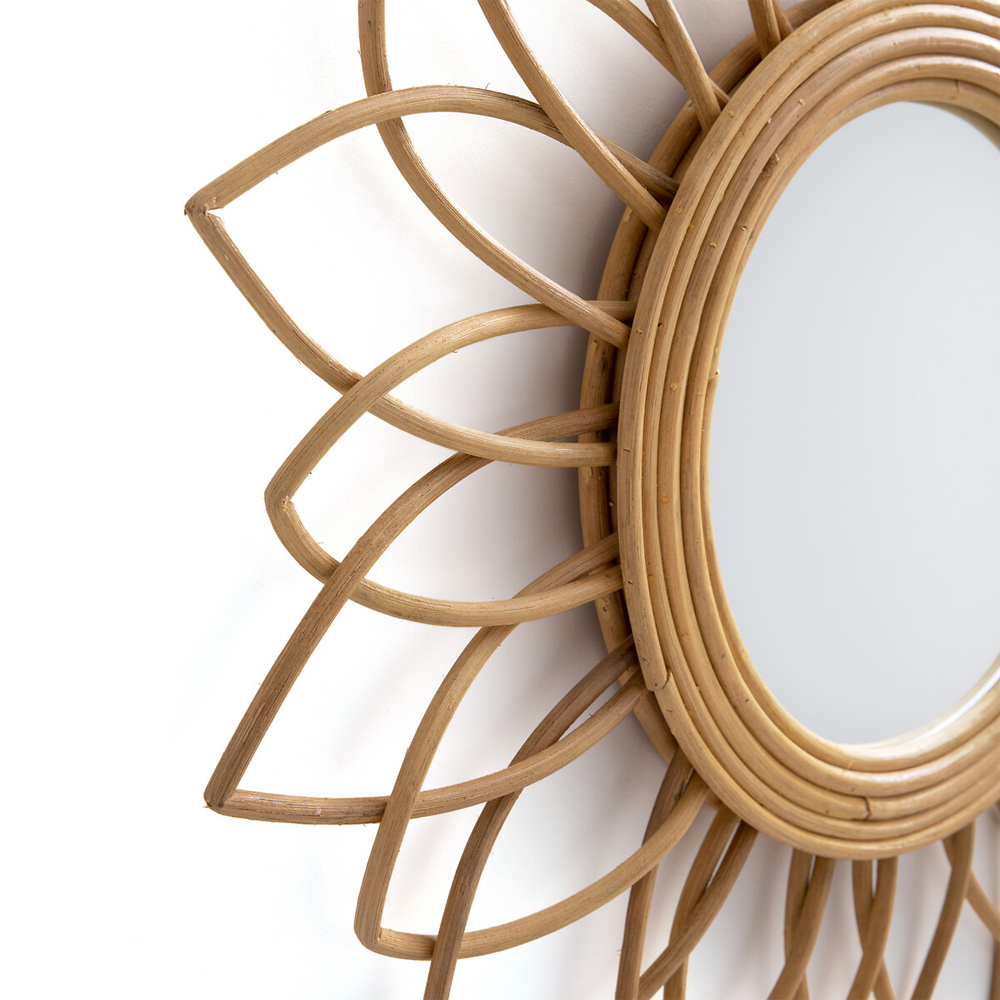 Зеркало из ротанга в форме цветка WICKER MIRROR 65