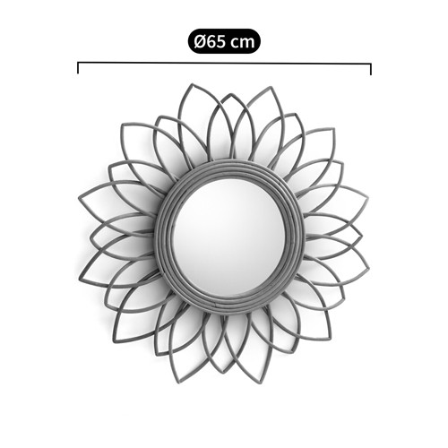 Зеркало из ротанга в форме цветка WICKER MIRROR 65