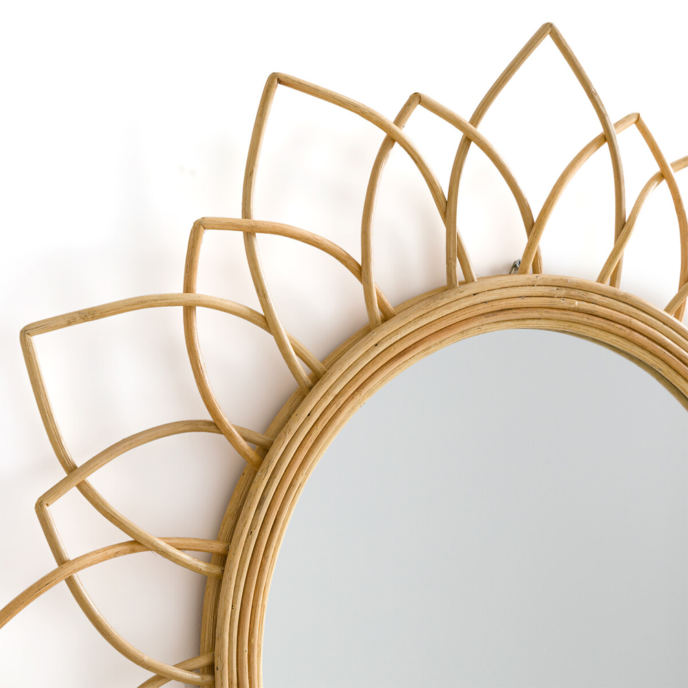 Зеркало из ротанга в форме цветка WICKER MIRROR 90