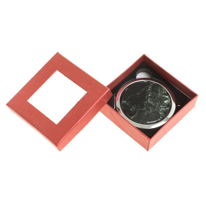 Зеркало карманное двухстороннее круглое из натурального камня Серафинит в подарочной упаковке Silver Stone Mirrors