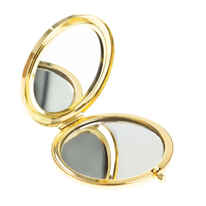 Зеркало карманное круглое двухстороннее из натурального камня Содалит в подарочной упаковке Gold Stone Mirrors