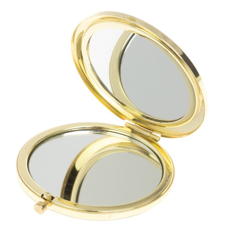 Зеркало карманное складное круглое из натурального камня Лазурит в подарочной упаковке Gold Stone Mirrors