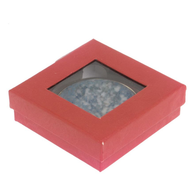 Зеркало карманное складное круглое из натурального камня Лазурит в подарочной упаковке Gold Stone Mirrors