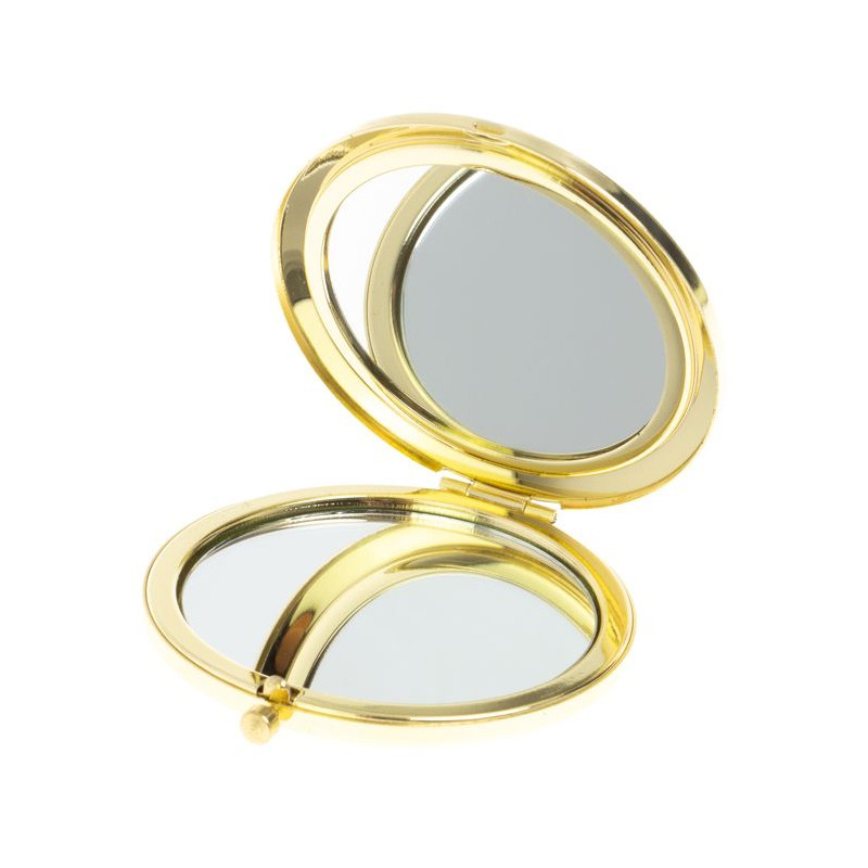 Зеркало карманное складное круглое из натурального камня Малахит с Хризоколлой в подарочной упаковке Gold Stone Mirrors