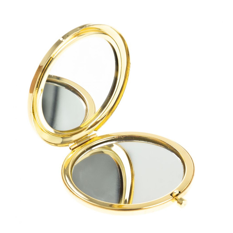 Зеркало карманное складное круглое из натурального камня Оникс в подарочной упаковке Gold Stone Mirrors