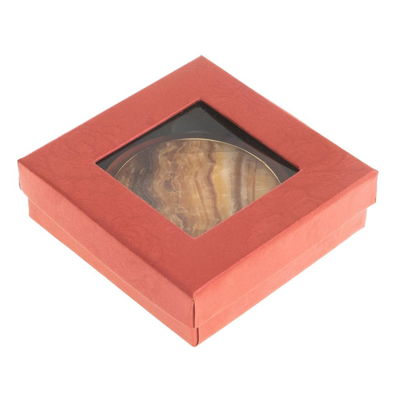 Зеркало карманное складное круглое из натурального камня Оникс в подарочной упаковке Gold Stone Mirrors