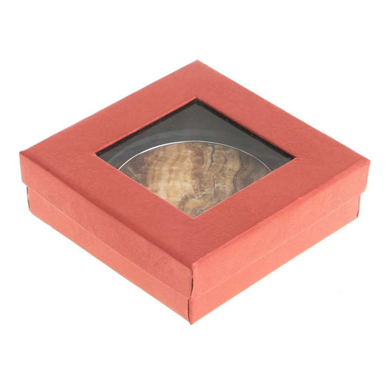 Зеркало карманное складное круглое из натурального камня Оникс в подарочной упаковке Silver Stone Mirrors