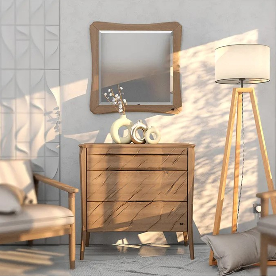 Зеркало квадратное c деревянной рамой из массива дуба Tasteful Furniture