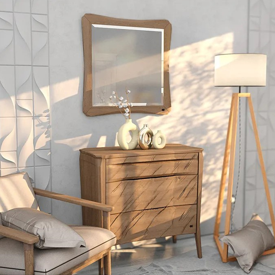 Зеркало квадратное c деревянной рамой из массива дуба Tasteful Furniture