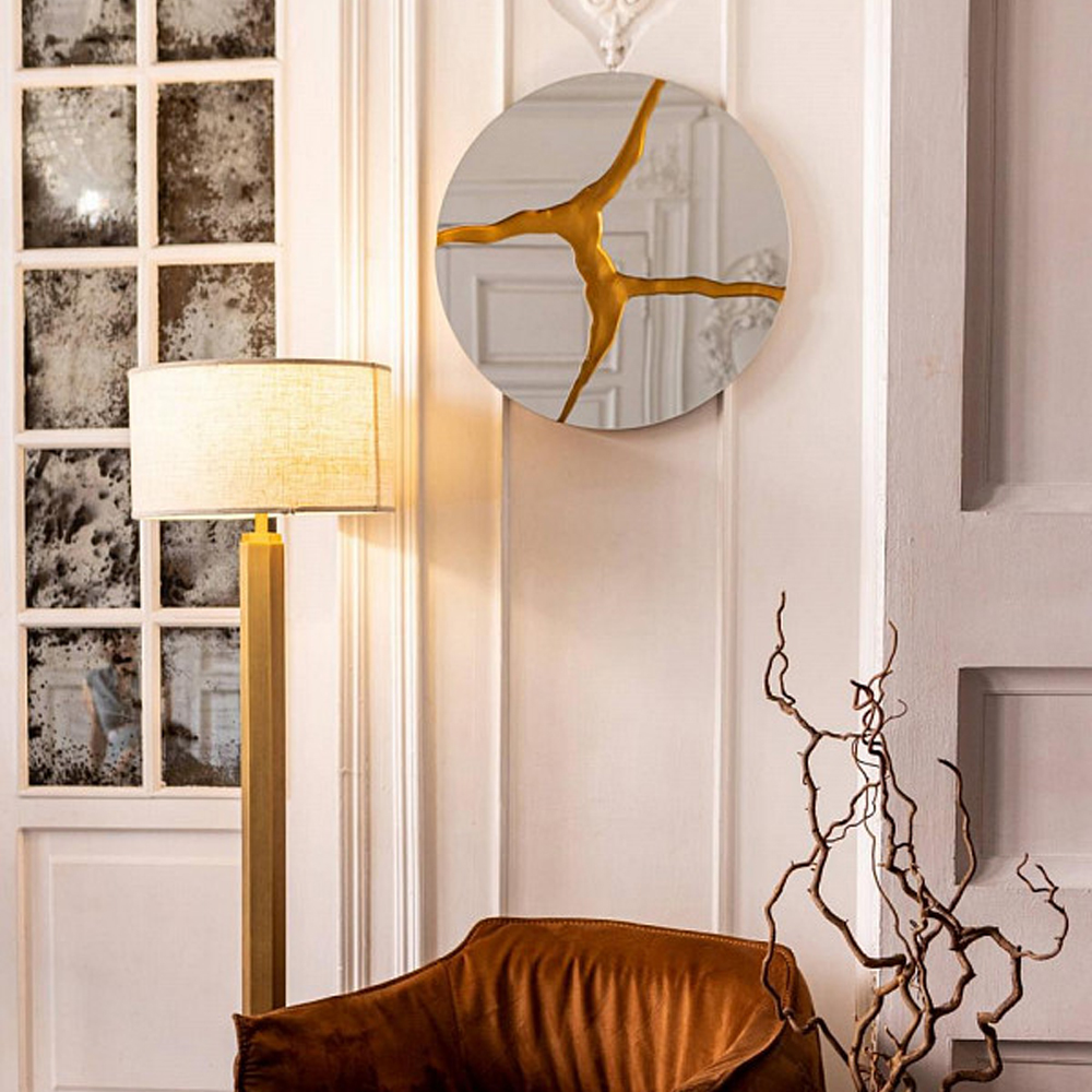 Зеркало кругле с декоративной золотой вставкой Golden Tree