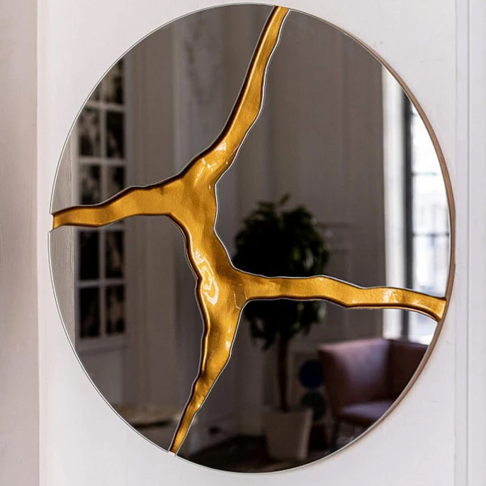 Зеркало кругле с декоративной золотой вставкой Golden Tree