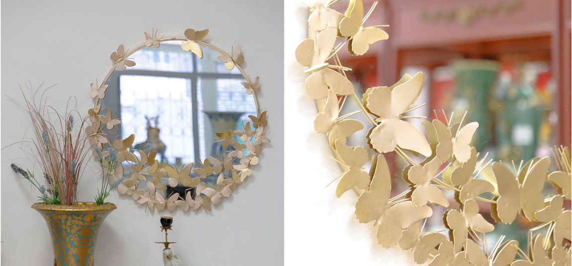 Зеркало круглое Golden Butterflies