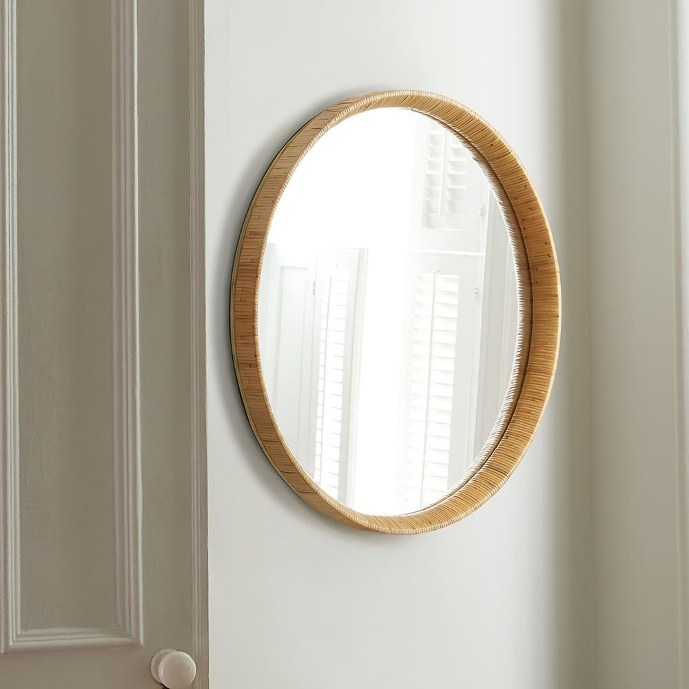 Зеркало круглое в раме из ротанга Wickerwork