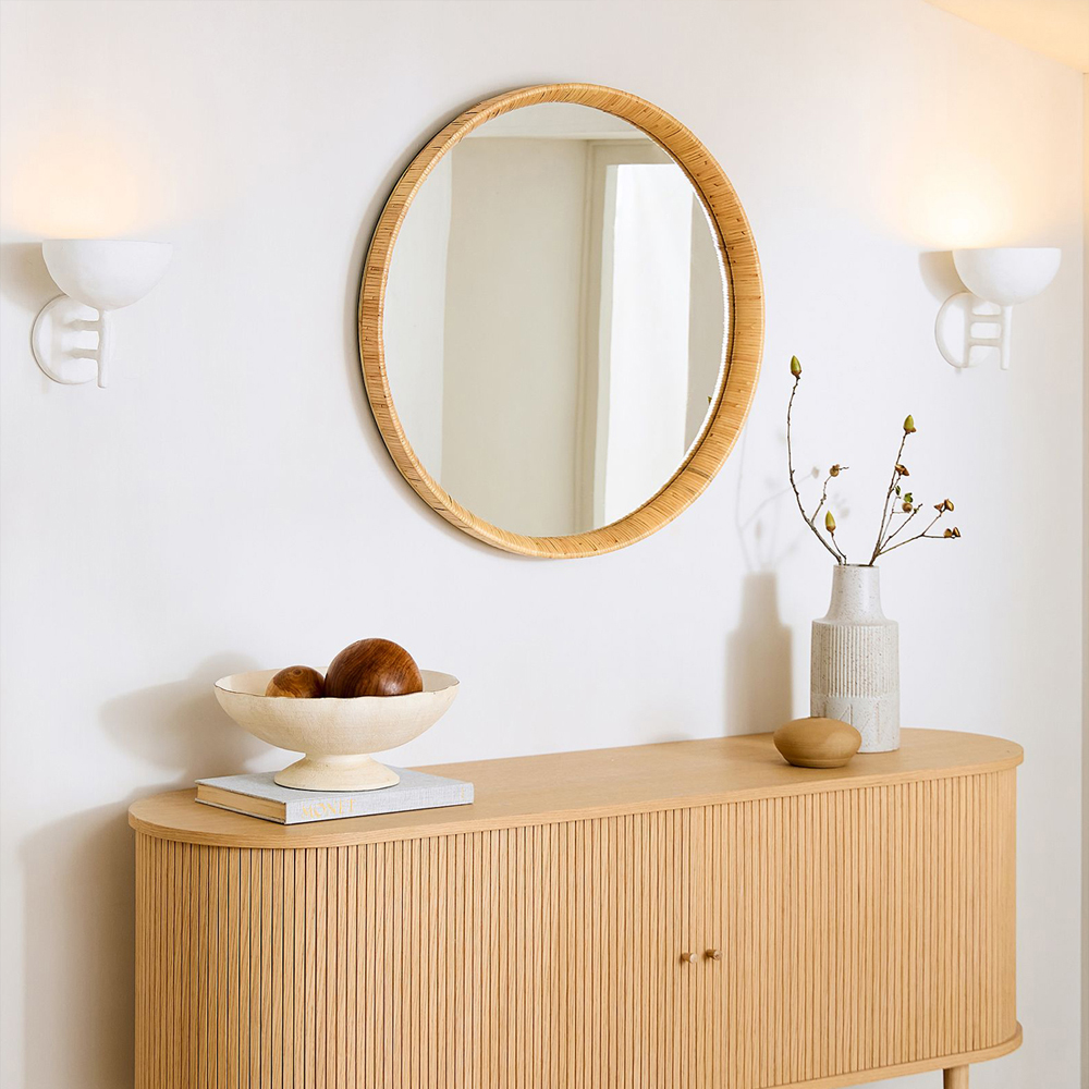 Зеркало круглое в раме из ротанга Wickerwork