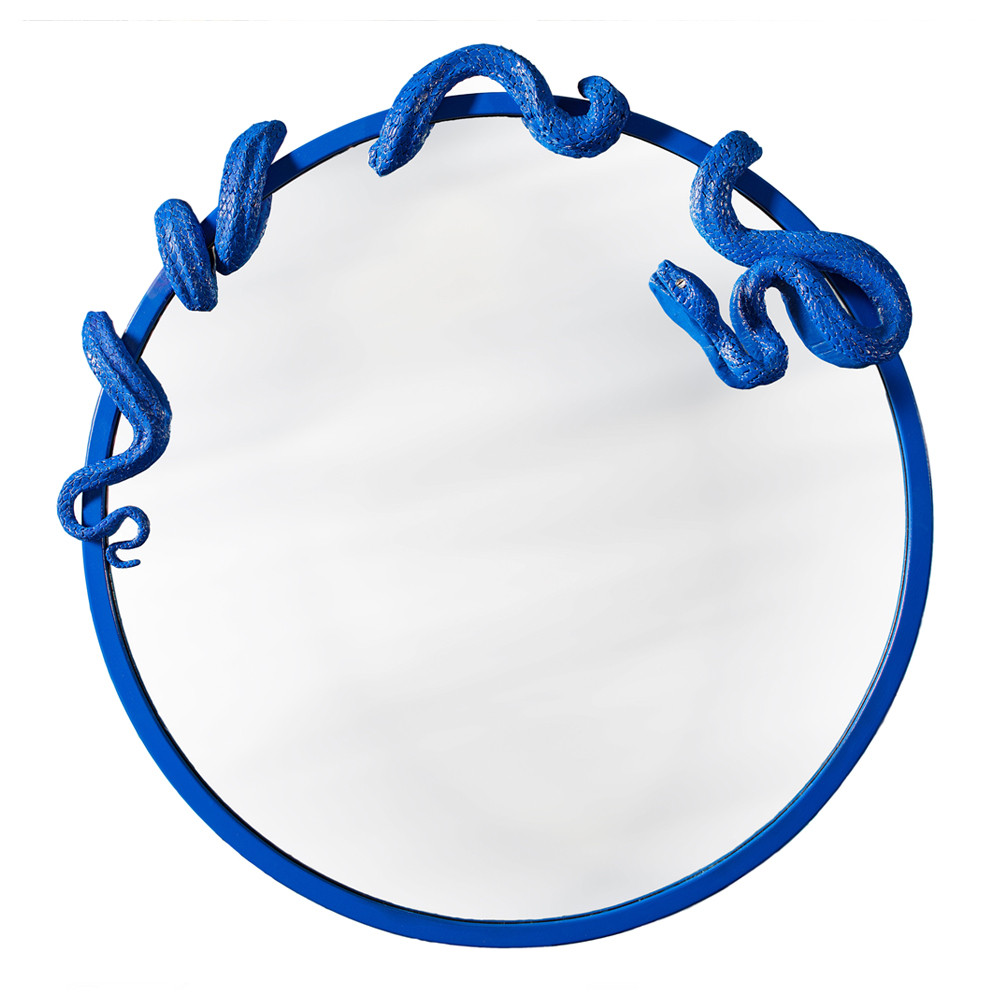 Зеркало круглое в синей раме в виде змеи Temptation