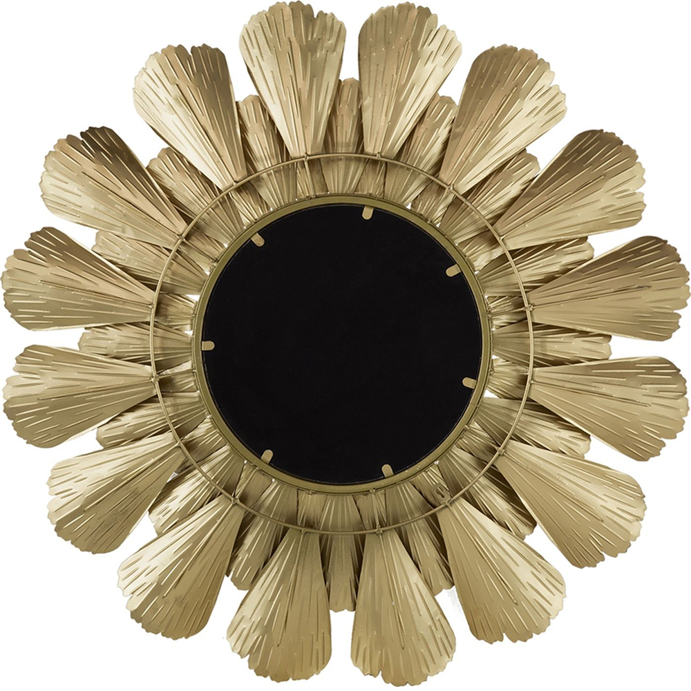 Зеркало круглое настенное в металлической раме Sunny Golden Petals