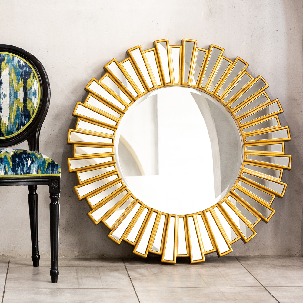 Зеркало круглое с лучами из зеркальных фацетов Golden Facet