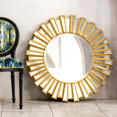 Зеркало круглое с лучами из зеркальных фацетов Golden Facet