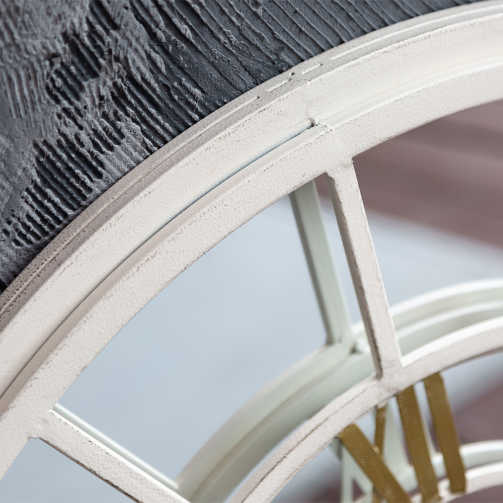 Зеркало настенное в белой металлической раме в виде часов Mirror Tower Clock