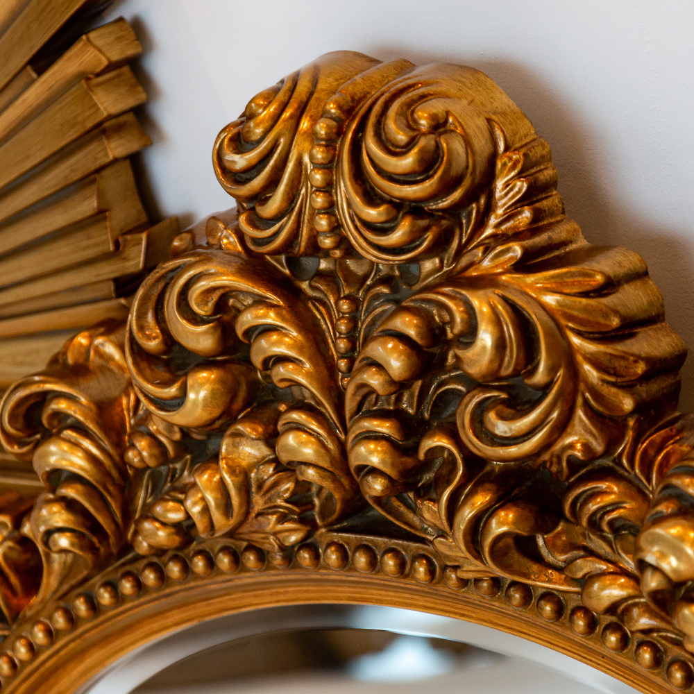 Зеркало настенное золотое с ажурным резным орнаментом Classic Ornament Mirror