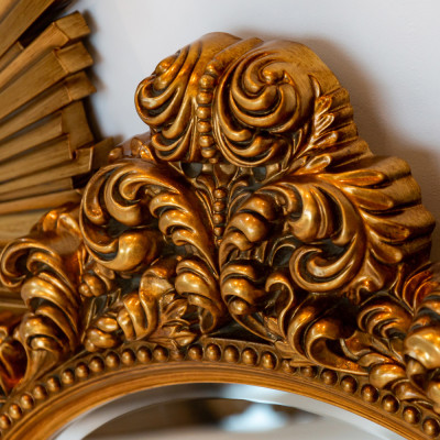 Зеркало настенное золотое с ажурным резным орнаментом Classic Ornament Mirror