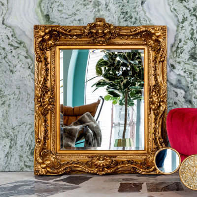 Зеркало настенное золотое с резным орнаментом Classic Ornament Mirror