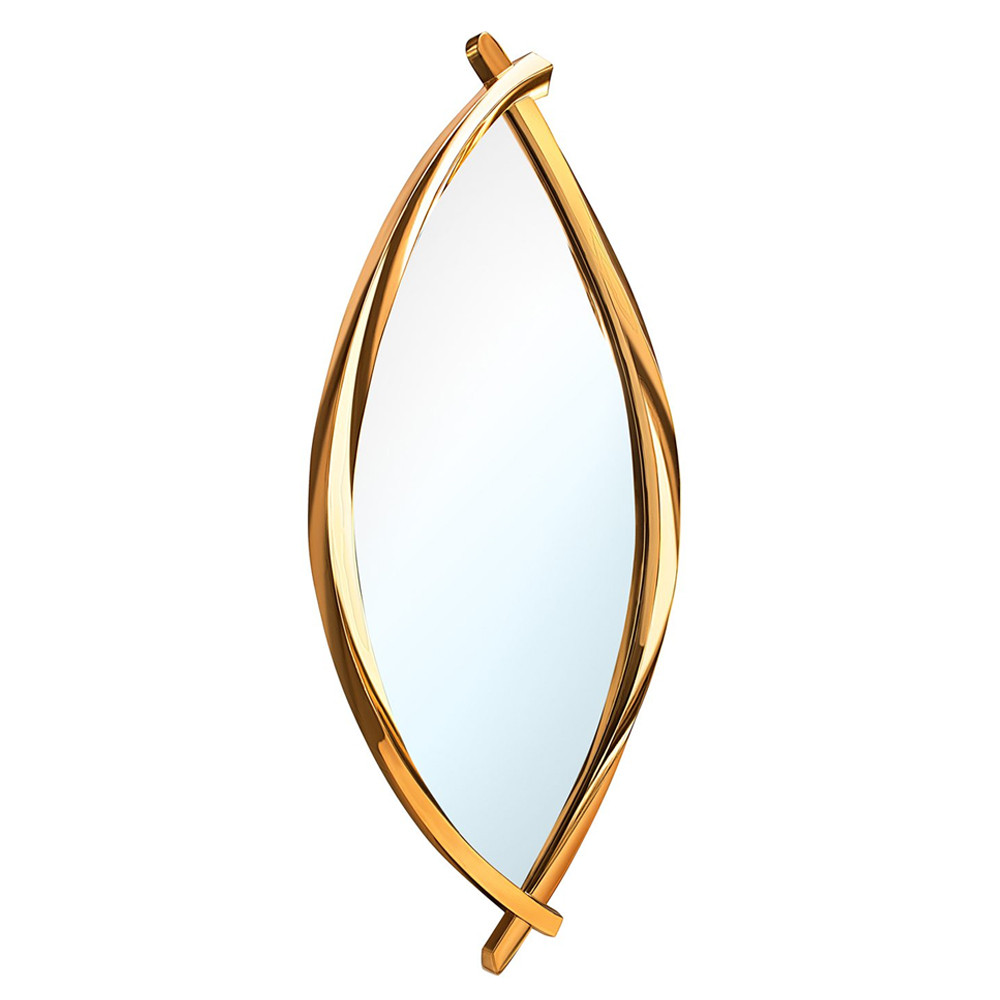 Зеркало овальное в деревянной золотистой раме Oval Gold Lines