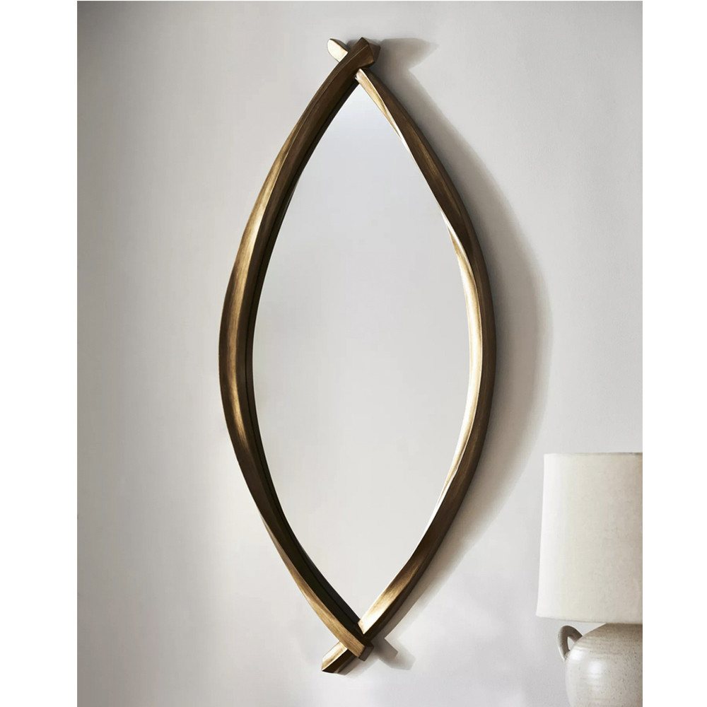 Зеркало овальное в деревянной золотистой раме Oval Gold Lines