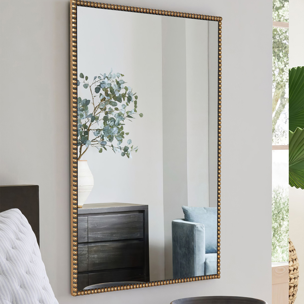 Зеркало прямоугольное в фактурной золотой раме Reflective Fabric