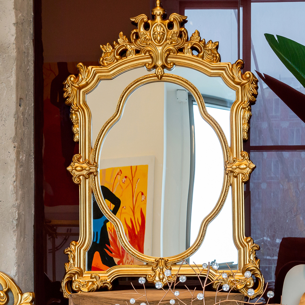Зеркало с ажурной раме золотого цвета Classic Ornament Mirror