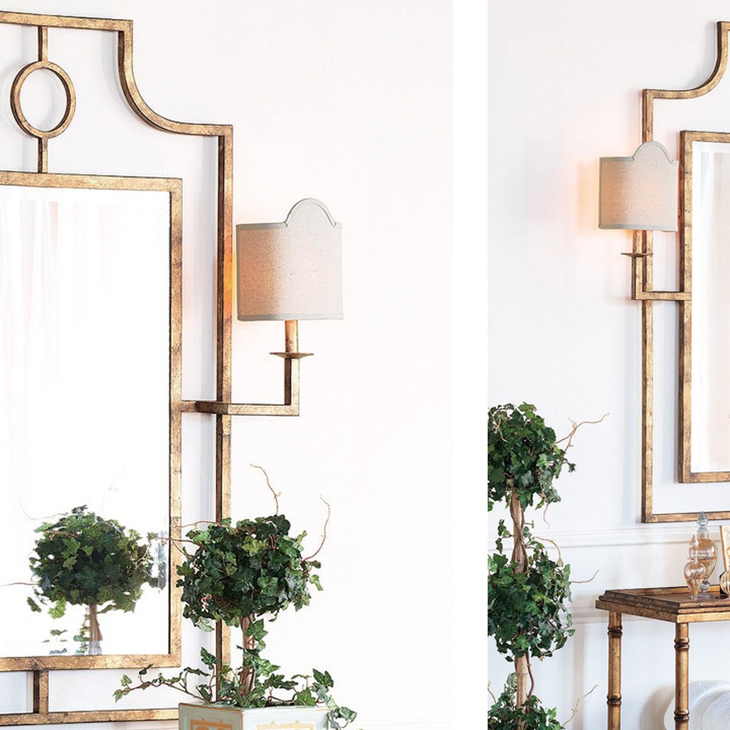 Зеркало с бра Mirror with Sconces Dairile Gold