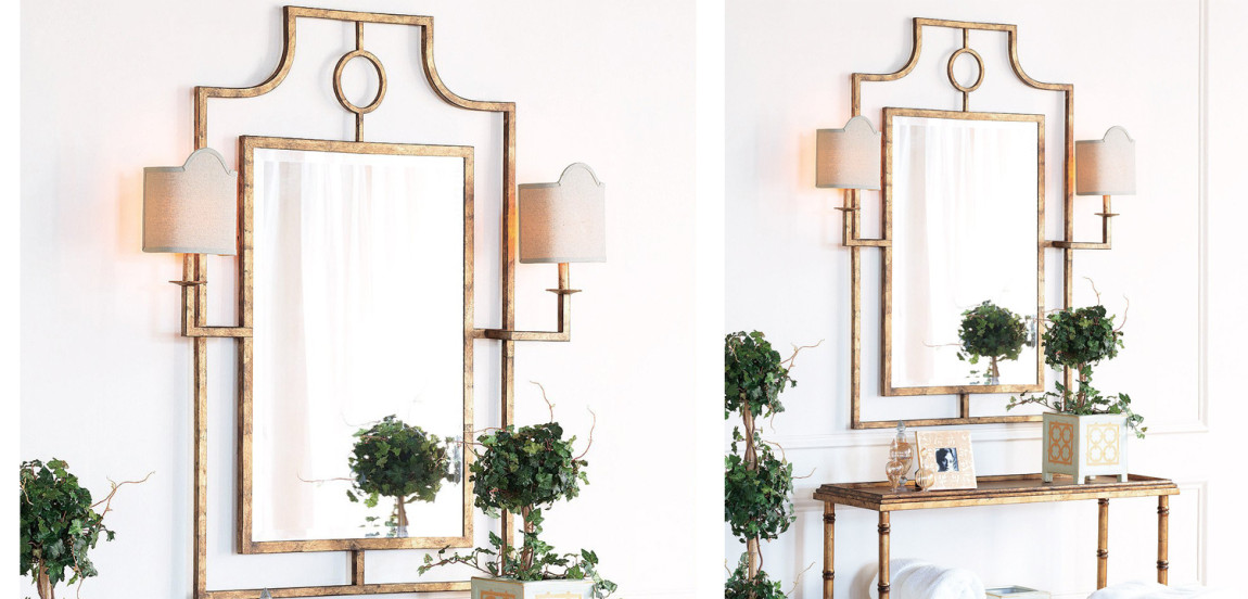 Зеркало с бра Mirror with Sconces Dairile Gold