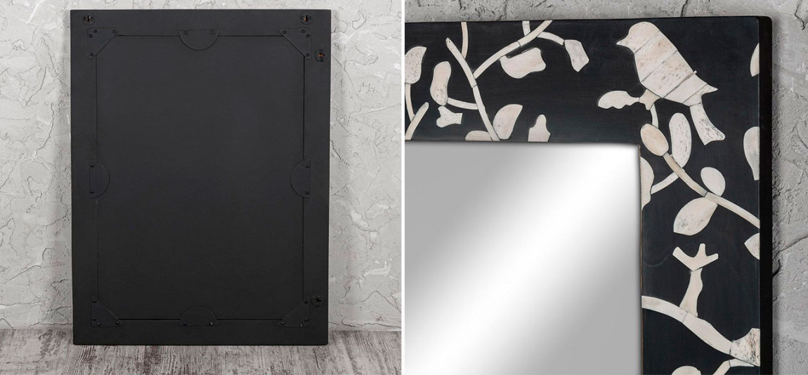 Зеркало с инкрустацией черное Birds